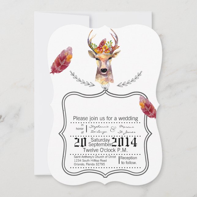 Bho hjort Buck Head BrowningWedding-inbjudan 5 x 7 Inbjudningar (Framsida)