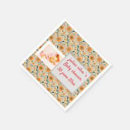 Bho-orange blommor, babydusch Napkin Pappersservett