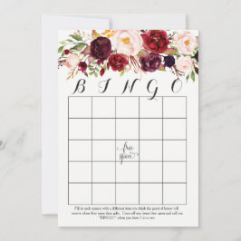 Bho vattenfärblommor Shower Bingo Cards Marsala