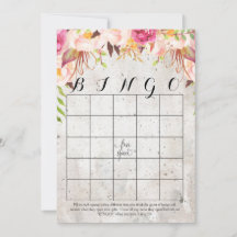 Bho vattenfärgsblommor Shower Bingo Cards