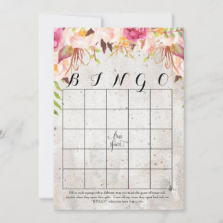 Bho vattenfärgsblommor Shower Bingo Cards