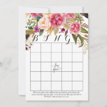 Bho vattenfärgsblommor Shower Bingo Cards