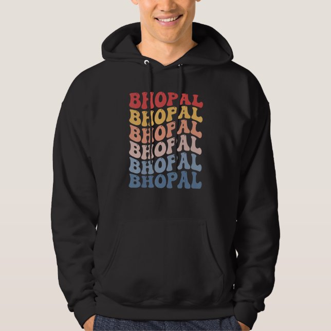 Bhopal City Groovy Retro Hoodie (Framsida)