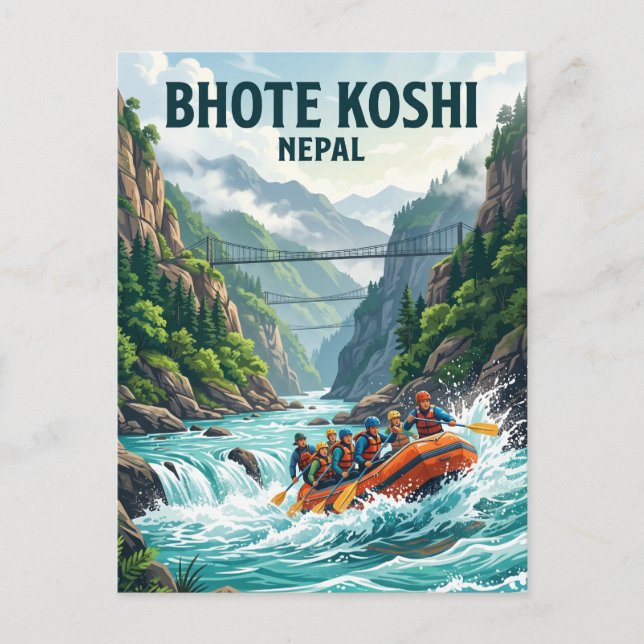 Bhote Koshi floden Nepal Vykort (Framsida)