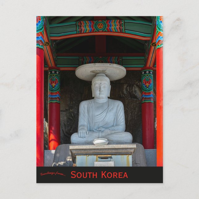 Bhudda-staty i Busan Sydkorea Vykort (Framsida)