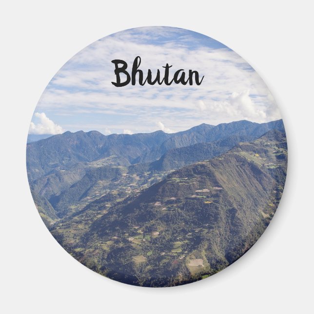 Bhutan-bergen för fredlig östra - Himalaya Magnet (Framsidan)