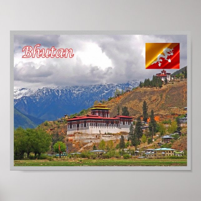 Bhutan - Dzong i Parodalen - Poster (Framsidan)