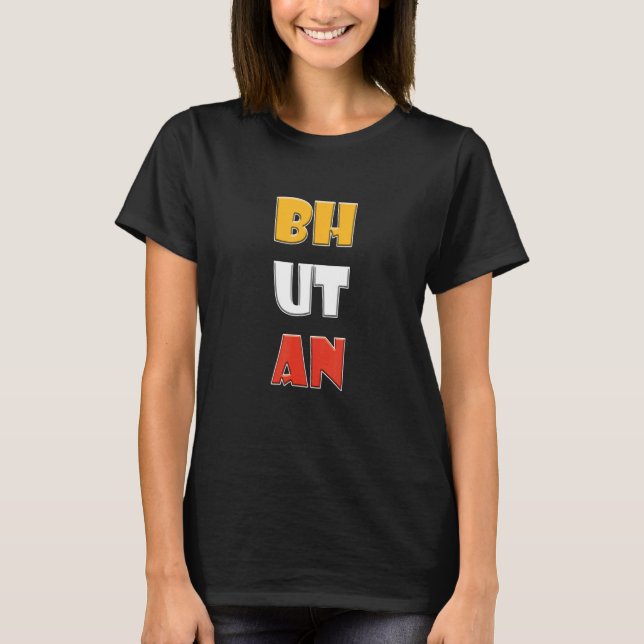 Bhutan Färgglada Ord T Shirt (Framsida)