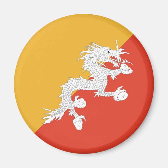 Bhutan Fisheye Flagga Magnet (Framsidan)