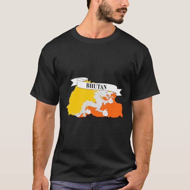 bhutan flag map t shirt (Framsida)