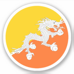 Bhutan flag rund dekal