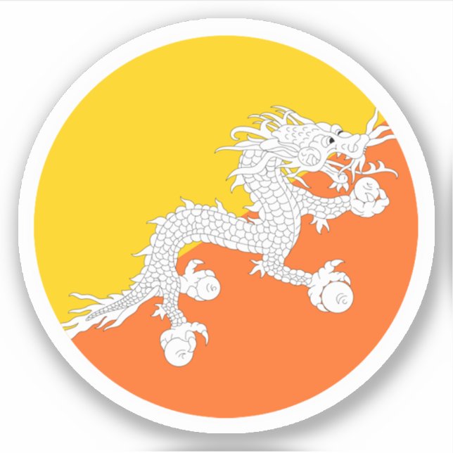 Bhutan flag rund dekal (Framsida)