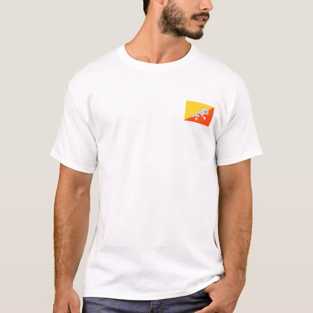 Bhutan Flag T-Shirt, Patriotic T-Shirts, T Shirt (Framsida)