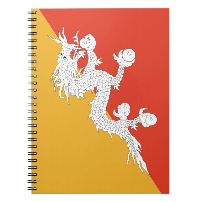 Bhutan Flagga Anteckningsbok Med Spiral (Framsidan)