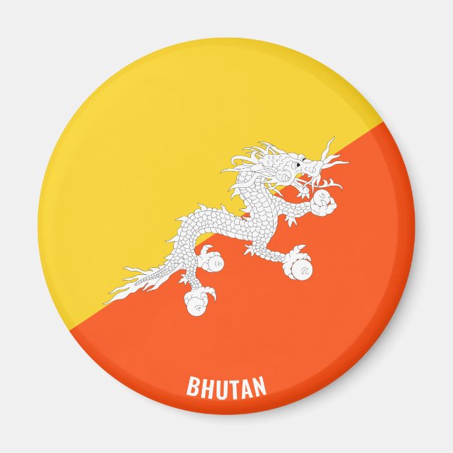 Bhutan Flagga Charming Patriotic Magnet (Framsidan)
