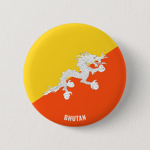 Bhutan Flagga Cute Patriotic Knapp