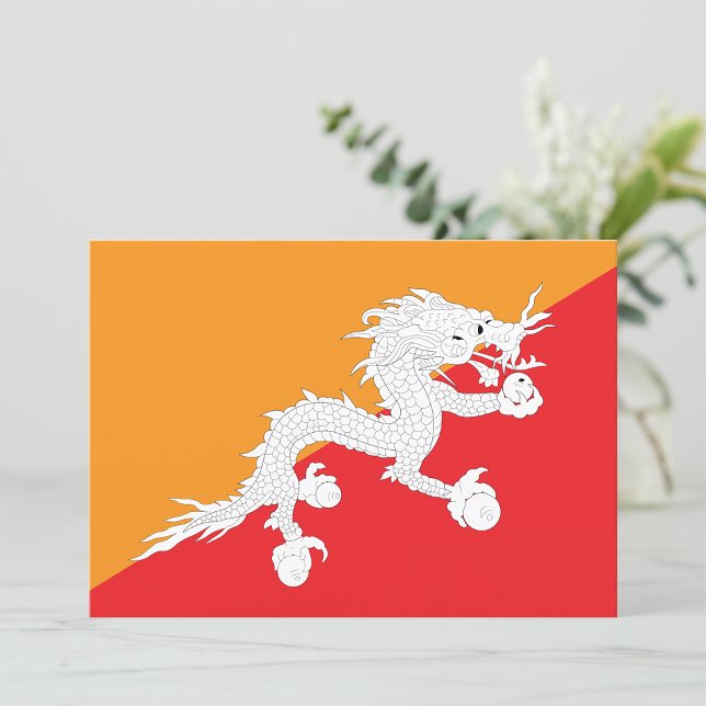 Bhutan flagga design med vit drake inbjudningar (Skapare uppladdad)