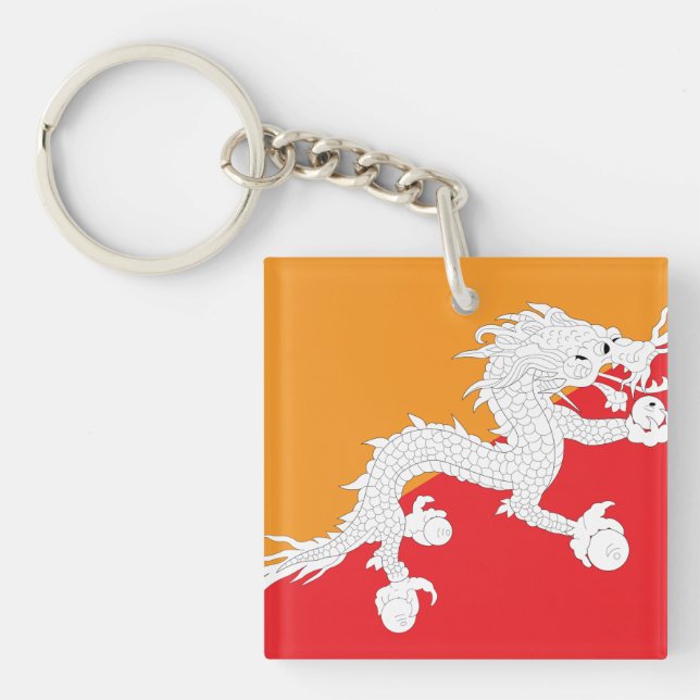 Bhutan Flagga Design med vita drakar (Framsidan)