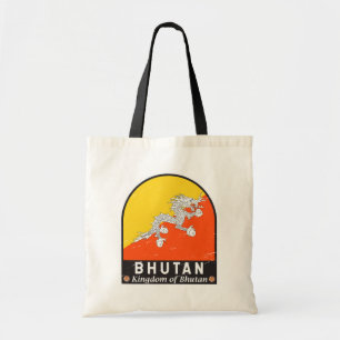 Bhutan Flagga Emblem Distress Vintage Tygkasse