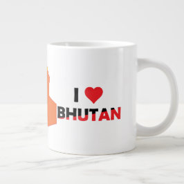 Bhutan-Flagga i Land Karta Jumbo Mugg
