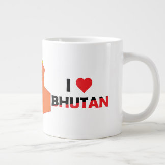 Bhutan-Flagga i Land Karta Jumbo Mugg
