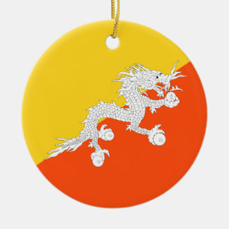 Bhutan flagga julgransprydnad keramik