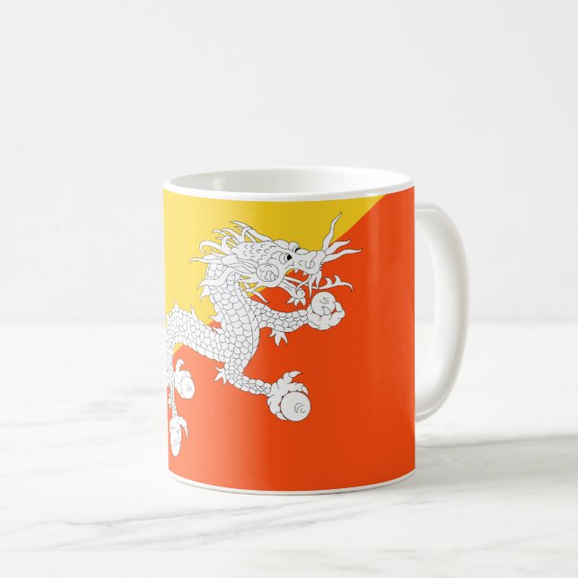 Bhutan flagga kaffemugg (Framsida höger)