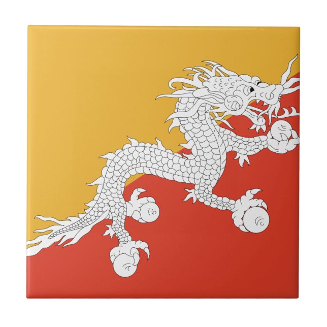 Bhutan Flagga Kakelplatta (Framsidan)