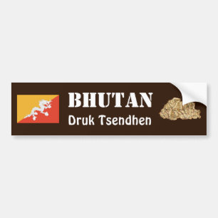 Bhutan flagga + Kartabildekal Bildekal