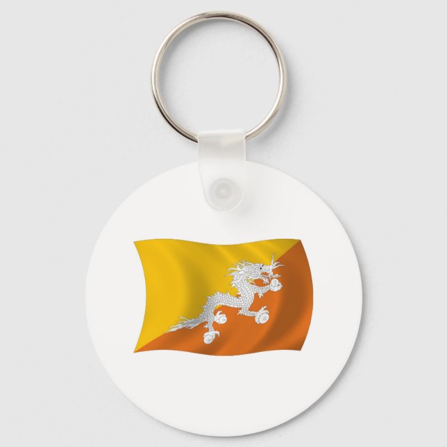 Bhutan Flagga Keychain Nyckelring (Framsida)