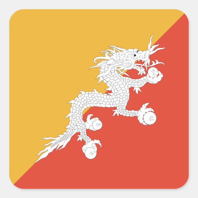Bhutan Flagga Klistermärke (Framsida)