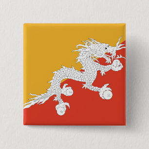 Bhutan Flagga Knapp