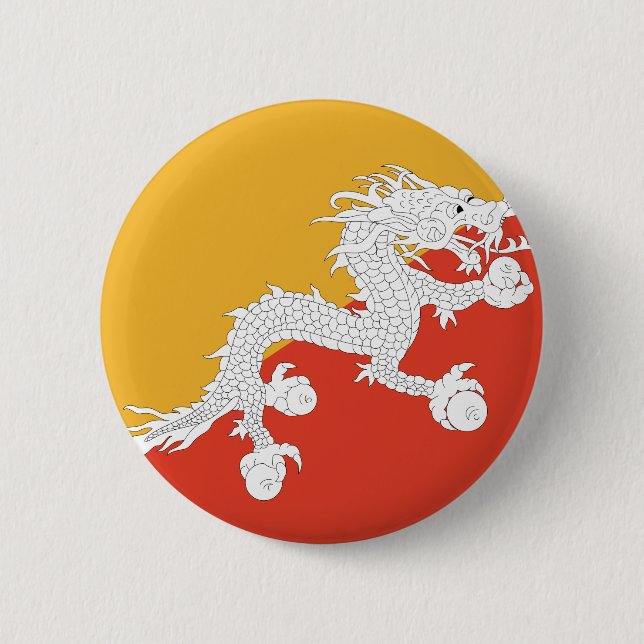 Bhutan Flagga Knapp (Framsida)