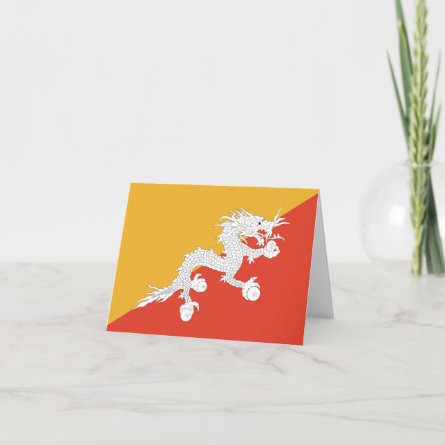 Bhutan Flagga Kort (Framsida)