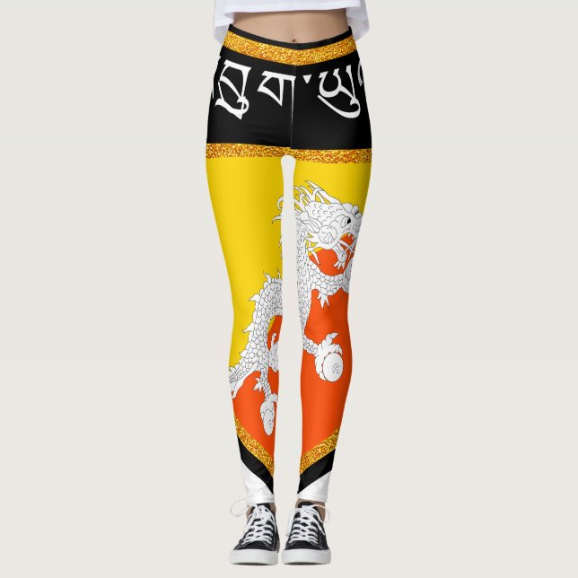 Bhutan Flagga Leggings (Framsida)