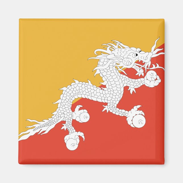 Bhutan Flagga Magnet (Framsidan)