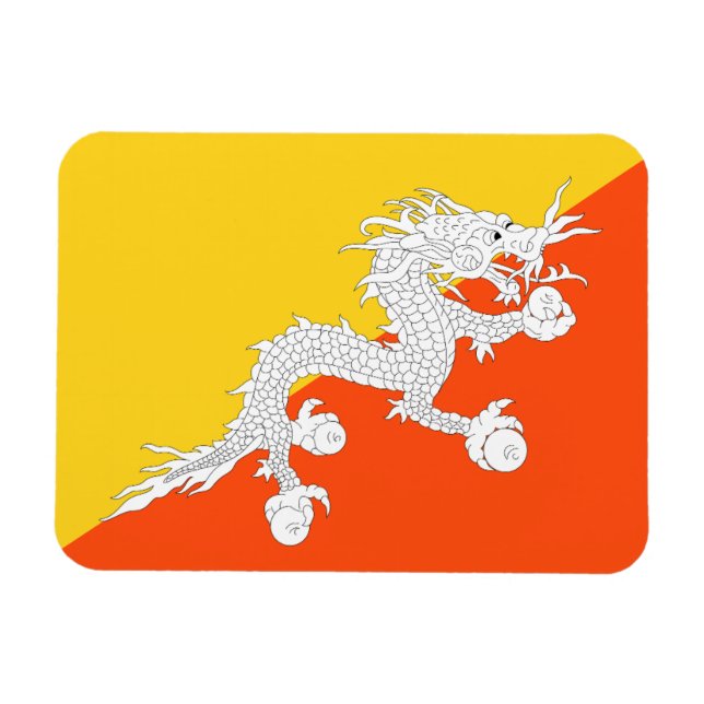 Bhutan flagga magnet (Horisontell)