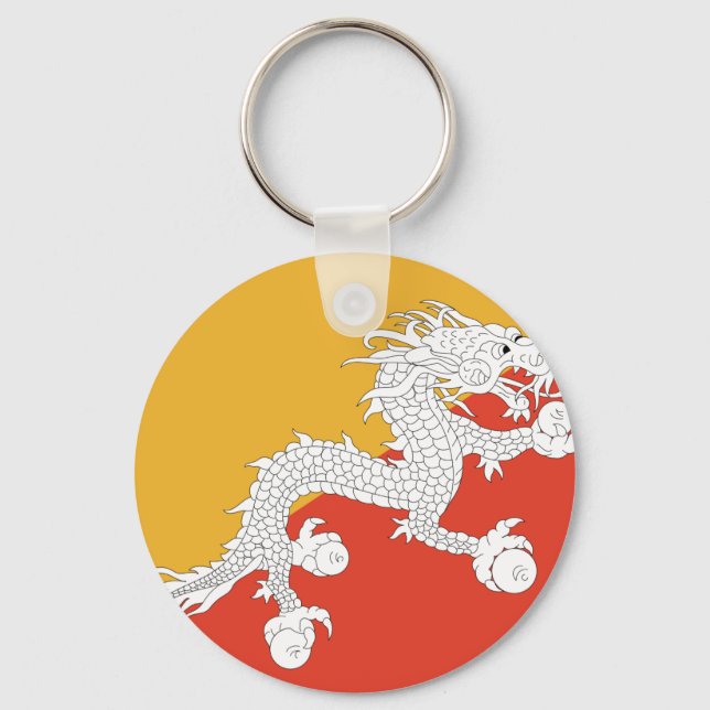 Bhutan Flagga Nyckelring (Framsida)