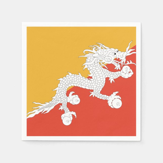 Bhutan Flagga Pappersservett (Framsidan)