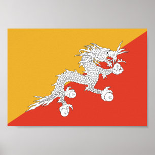 Bhutan Flagga Poster