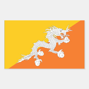 Bhutan Flagga Rektangulärt Klistermärke