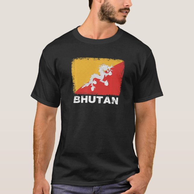 Bhutan Flagga Support Bhutanese People Women Manar T Shirt (Framsida)