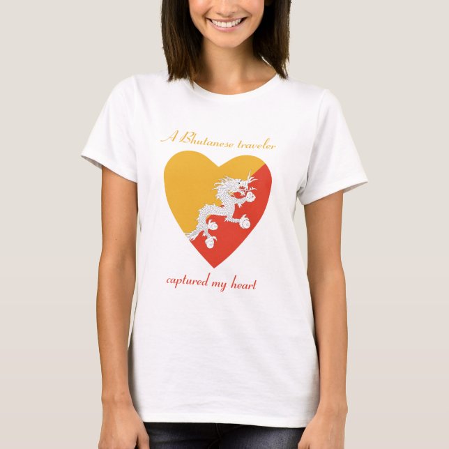 Bhutan Flagga Swehoney T-Shirt (Framsida)
