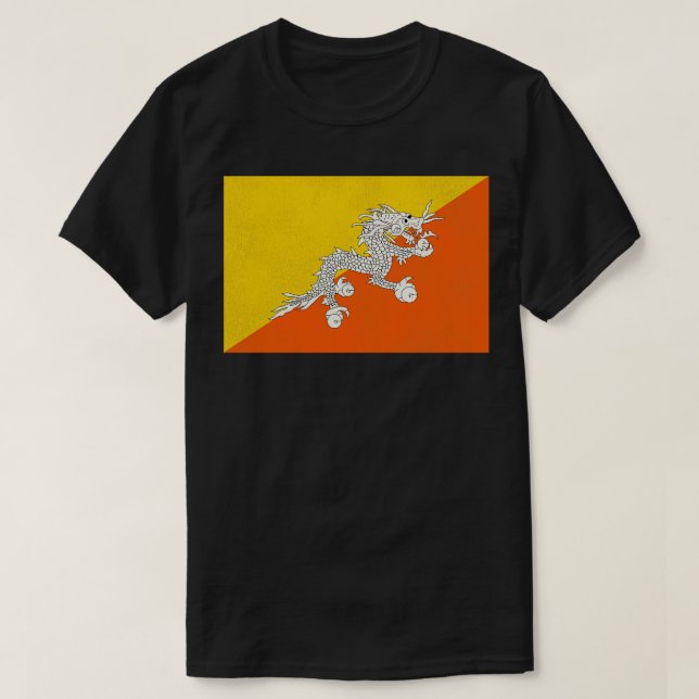 Bhutan Flagga T Shirt (Design framsida)