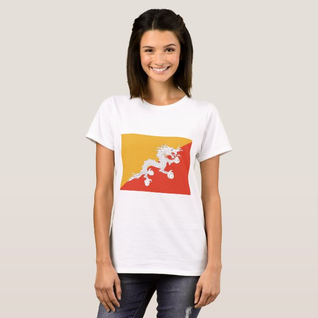Bhutan Flagga T-shirt (Hel framsida)