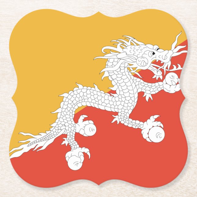 Bhutan Flagga Underlägg Papper (Framsida)