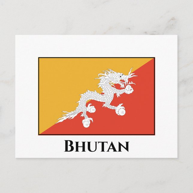 Bhutan Flagga Vykort (Framsida)