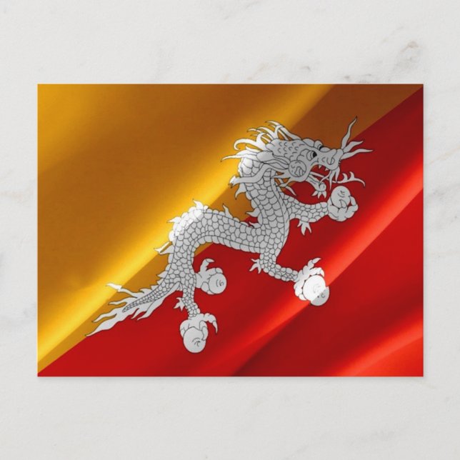 Bhutan - Flagga Wave - Vykort (Framsida)