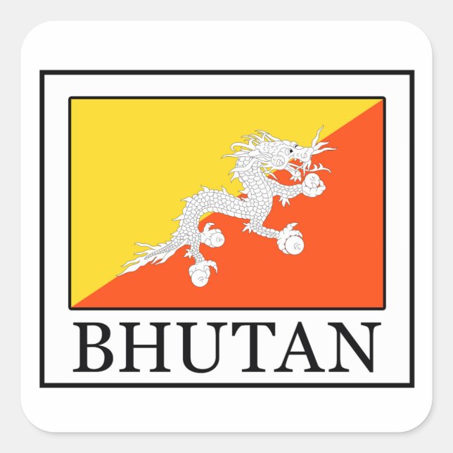 Bhutan Fyrkantigt Klistermärke (Framsida)
