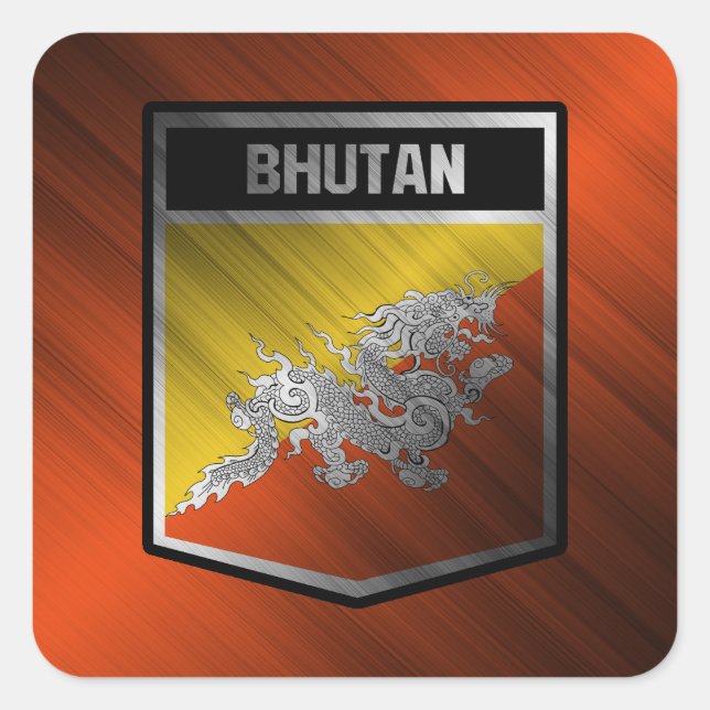 Bhutan Fyrkantigt Klistermärke (Framsida)
